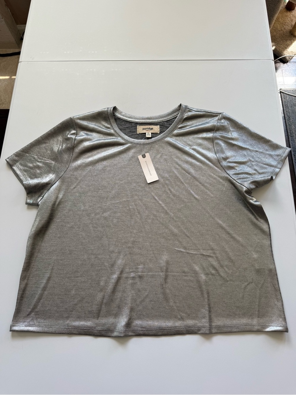 Porridge Women’s Metallic Silver Crewneck Tee